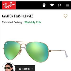 100% authentic women’s  ray ban green aviators